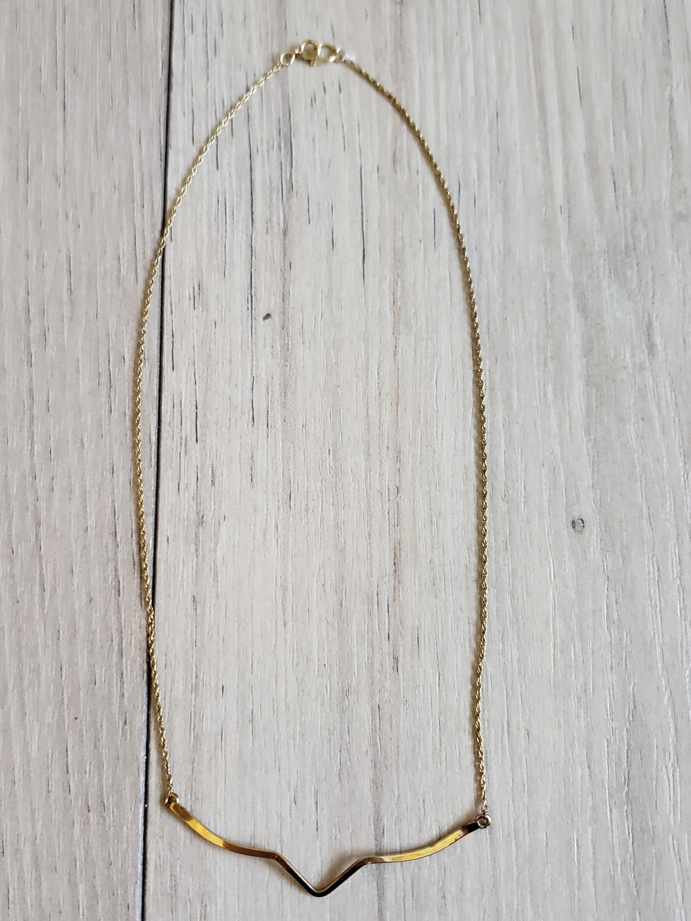 Gold V-Shaped Pendant Necklace - Women Jewelry
